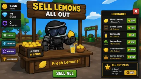 Sell lemons  in all out! game cover
